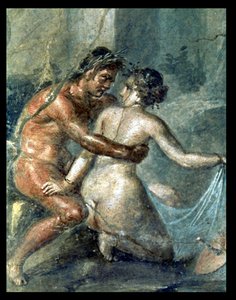 Satyr og Maenad, detalj fra et veggmaleri i Pompeii av Unbekannter Künstler