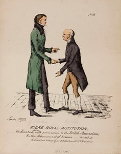 Scene Royal Institution: Gerrit Moll og John Dalton, ca 1831-1840 av Unbekannt