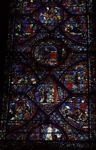 Scener fra Karl den Stores liv (747-814) fra ambulatoriet, ca. 1215-35 (farget glass) (se også 98072) av Unbekannt