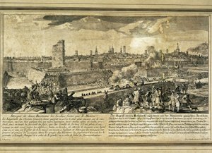 Spania: Den spanske arvefølgekrigen (1714). Beleiringen av Barcelona (gravering) av Unbekannter Künstler