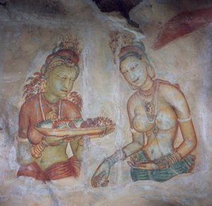 Sri Lanka, Frescos of Rock Fortress fra 500-tallet, Sigiriya (UNESCOs verdensarvliste