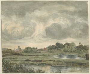 Stafford - Fjernsyn fra øst: akvarellmaleri, nd [?1800-tallet] av Unbekannt