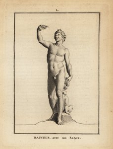 Statue av Bacchus, den romerske vinguden, naken med en satyr av Unbekannt