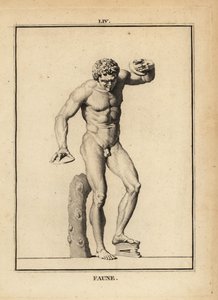 Statue av en faun ved en Bacchanalian Orgie med cymbaler og Scabellum av Unbekannt