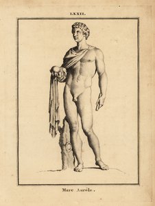 Statue av den romerske keiseren Marcus Aurelius, Marcus Aurelius Antoninus Augustus; naken med kule og septer av Unbekannt