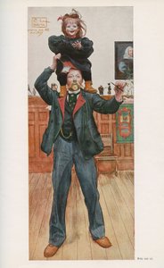 Den svenske illustratøren Carl Larsson (1853-1919) med datteren Brita. Akvarell fra "" Das haus in der sonne"" 1921 av Unbekannt