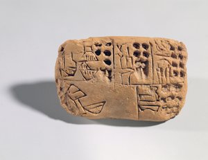 Tablett med piktografisk inskripsjon, Protoliterate Period, ca. 3300 f.Kr. (leire) av Unbekannt