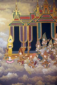 Buddhas liv, veggfreskomaleri, Wat Botum-tempelet, Phnom Penh, 2022 (bilde) av Unbekannter Künstler