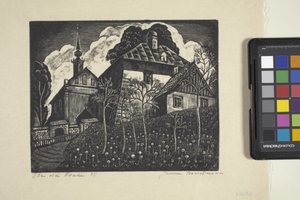 Det gamle huset (tregravering) av Unbekannter Künstler