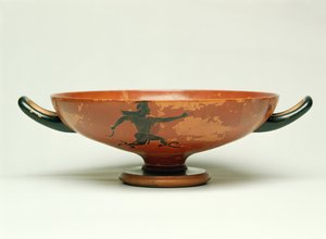 The Pursuit of Perseus, Attic svart figur kylix laget av The Pepaks Master, 525-520 BC (keramikk) av Unbekannt