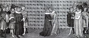 Møtet mellom kong Edward III og kong Filip V av Frankrike. av Unbekannt