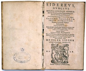 Tittelside fra Galileos bok om astronomisk teori av Unbekannt