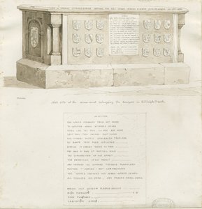 Grav i Biddulph Church - "William Bowyer": sepia-tegning, 1837 av Unbekannt