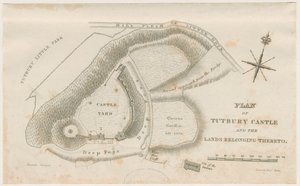 Tutbury Castle: Plan: gravering, nd [c 1832] av Unbekannt