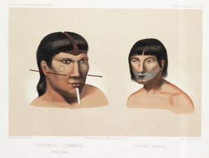 To søramerikanske indianere, ca 1843-1847 av Unbekannt