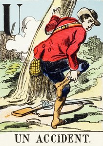 U : Un accident - The Hunting Alphabet, ca. 1890 (gravering) av Unbekannt