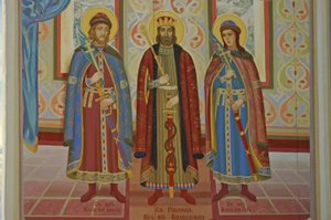 Ukraina, Kiev, St Michael's Orthodox Monastery (orig1108, rekonst. 2001), ekstern freskomaleri av Unbekannt
