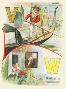 V W: Venezia, Washington - ABC of Two Worlds. Emile Guerin, forlegger, Paris, rundt 1900. Mål: 27,5 x 21,5 cm av Unbekannt