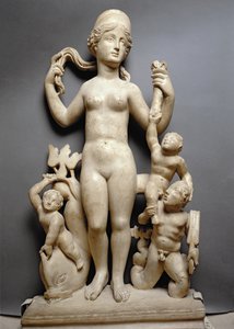 Venus med putti, en triton og en delfin, romersk, 4. århundre e.Kr. (marmor) av Unbekannt