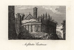 Utsikt over Amphitheatrum Castrense og Aurelian Walls, Roma av Unbekannt