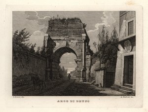 Utsikt over Drusus-buen, Arco di Druso, Roma av Unbekannt
