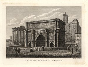 Utsikt over buen til Septimius Severus, Arco di Settimio Severo, Roma av Unbekannt