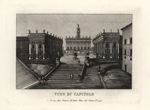 Utsikt over Capitoline Hill. Piazza del Campidoglio, Palazzo Senatorio, Roma. av Unbekannt