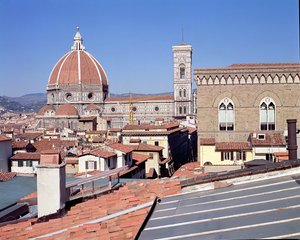 Utsikt over katedralen, Campanile og Orsanmichele (bilde) av Unbekannt