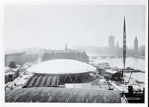 Utsikt over Dome of Discovery bygget for Festival of Britain, åpnet 4. mai 1951 (s/hv-bilde) av Unbekannt