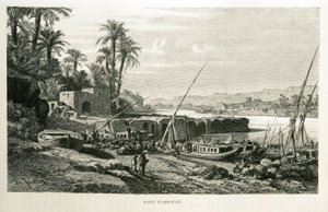 Utsikt over havnen i Aswan i Egypt - Illustrasjon fra Atlas of Egypt av Unknown