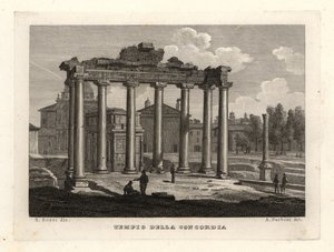 Utsikt over Temple of Concord, Tempio della Concordia, Roma av Unbekannt