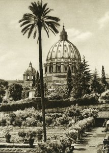 Utsikt over Vatikanhagen og St. Peter-basilikaen (San Pietro) i Roma av Unbekannt