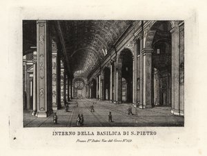 Utsikt over det indre av Peterskirken, Basilica Sancti Petri, Roma av Unbekannt