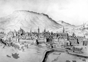 Utsikt over byen Chambery i Savoy av Unbekannter Künstler