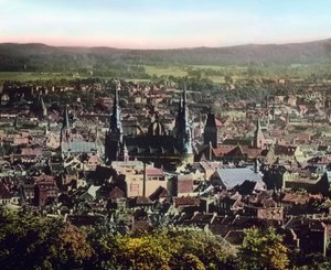 Utsikt til byen Aachen med katedralen i sentrum av Unbekannter Künstler