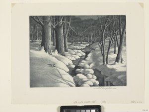 Vinterscene (etsing og tørrpunkt) av Unbekannter Künstler