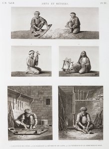 Ull og kamgarn, spinnende tekstil- og trearbeidere, Egypt, ca 1798 av Unbekannt