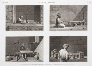 Ull og kamgarn, veving, veving, Egypt, ca 1798 av Unbekannt