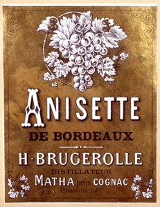 flaskeetikett av Anisette de Bordeaux, sent på 1800-tallet av Unbekannter Künstler