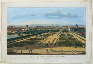 Utsikt over Belvedere-hagen i Wien mot Nedre Belvedere