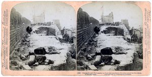 Slaget ved Tientsin, Boxer Rebellion, Kina, 1900 1901. av Underwood and Underwood