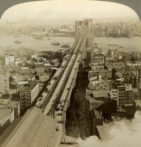 Brooklyn Bridge, New York, USA. av Underwood and Underwood