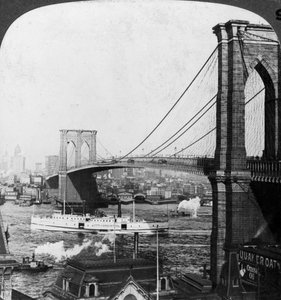 Brooklyn Bridge, New York, USA, tidlig på 1900-tallet.