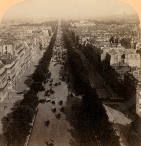 Champs Elysees, favorittkjøringen i Paris, Frankrike, 1894. av Underwood and Underwood