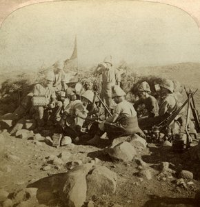 Gordon Highland-signalgivere på Signal Hill, Euslin, Sør-Afrika, Boer War, 1899-1902. av Underwood and Underwood