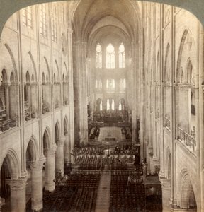 Interiør i den store Notre Dame-katedralen, Paris, Frankrike, 1900.