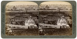Jerusalem, sett fra Oljeberget, Palestina, 1901. av Underwood and Underwood