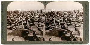 Jerusalem, sett fra den nordlige muren, Palestina, 1897. av Underwood and Underwood