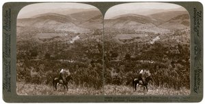 Libanon, ser østover over den øvre Jordandalen til Hermon-fjellet, 1900-tallet. av Underwood and Underwood