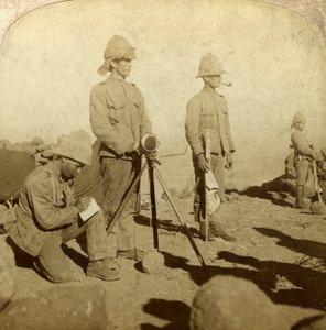 Signalere fra Yorkshire Regiment, New Zealand Hill, Sør-Afrika, Boer War, 1900 av Underwood and Underwood